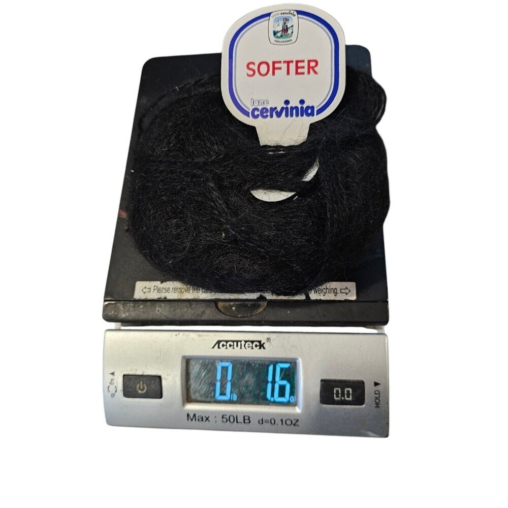 Lane Cervinia Softer Yarn 4 Skeins Mohair Blend Black #3320 50 Gram Skeins Italy - Picture 2 of 7